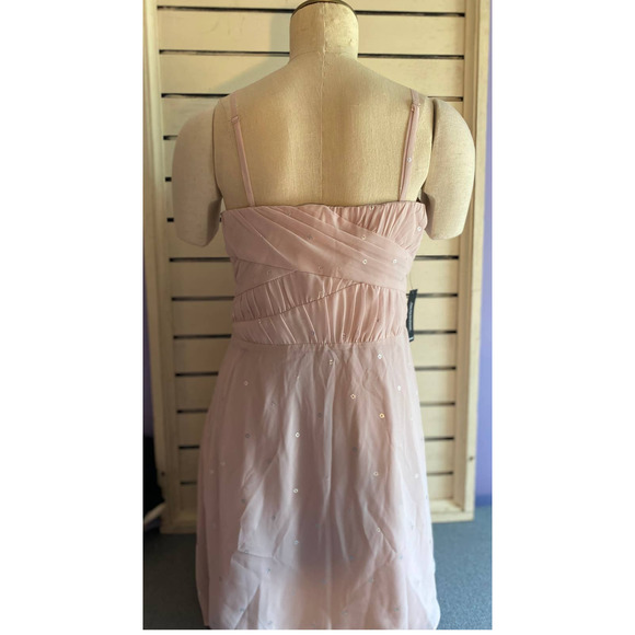 Express womens dress size 12 pink chiffon wrap sequin lined mini prom dance nwt - Picture 4 of 11
